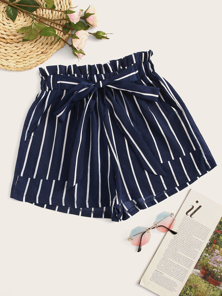 Striped Paperbag Shorts