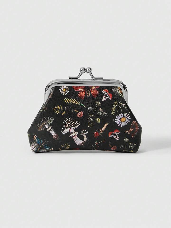 Fairycore Daisy & Mushroom Pattern Fashionable Everyday Portable Coin Purse
