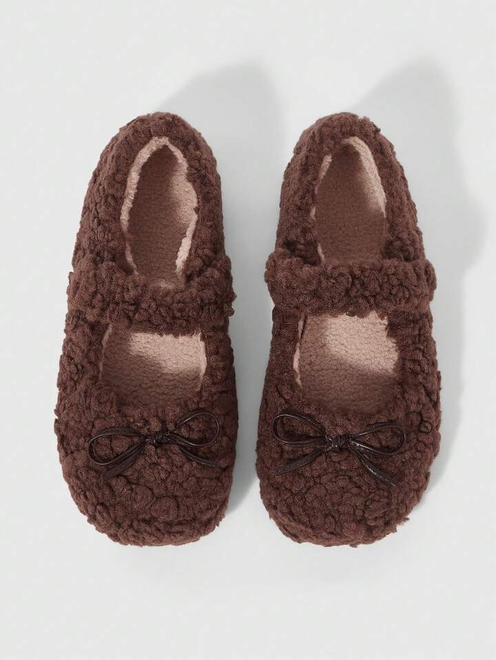 Kawaii Women's Brown Loafers, Closed Toe Mary Jane Flats, Bow Lace Lolita Shoes, Ballet Flats For Christmas