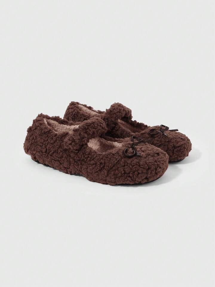 Kawaii Women's Brown Loafers, Closed Toe Mary Jane Flats, Bow Lace Lolita Shoes, Ballet Flats For Christmas