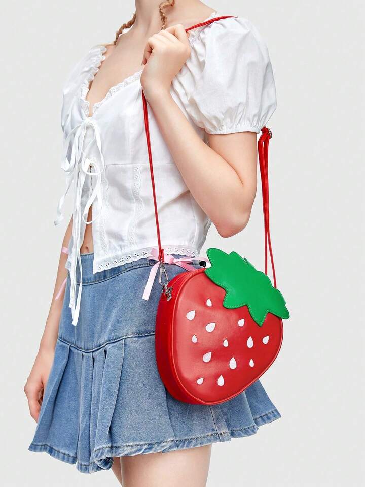 Kawaii Women's Contrast Color Cute Mushroom Shaped Crossbody Shoulder Bag
