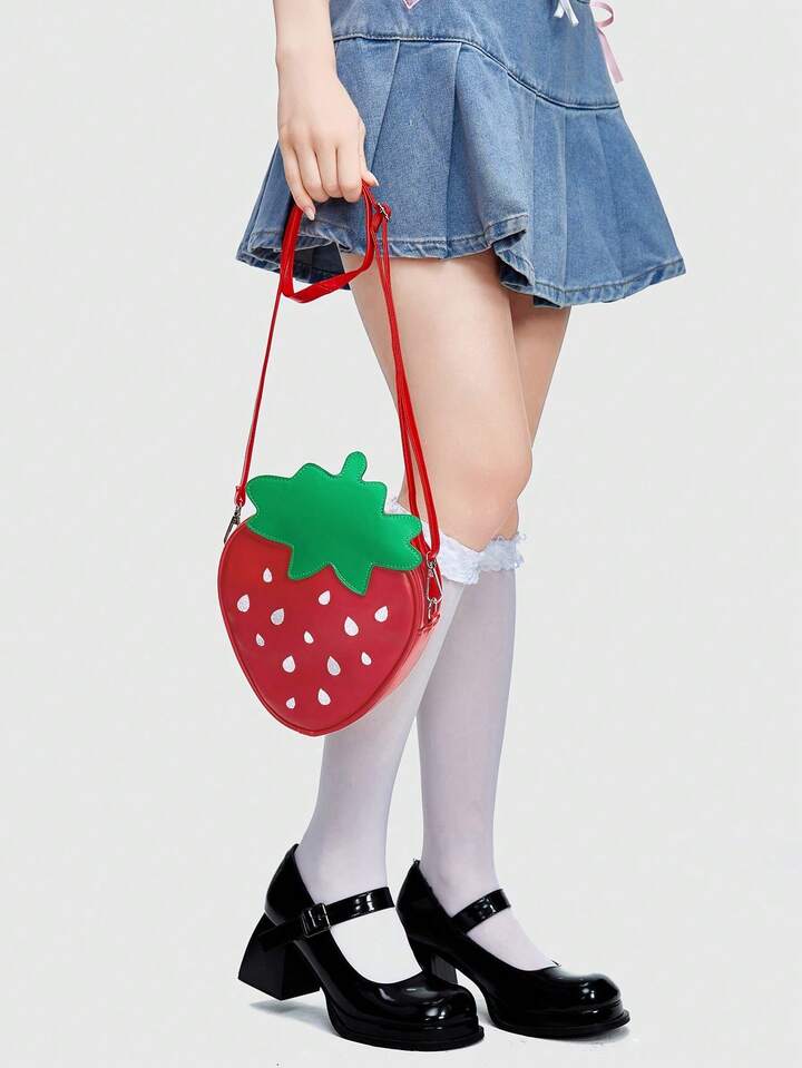Kawaii Women's Contrast Color Cute Mushroom Shaped Crossbody Shoulder Bag