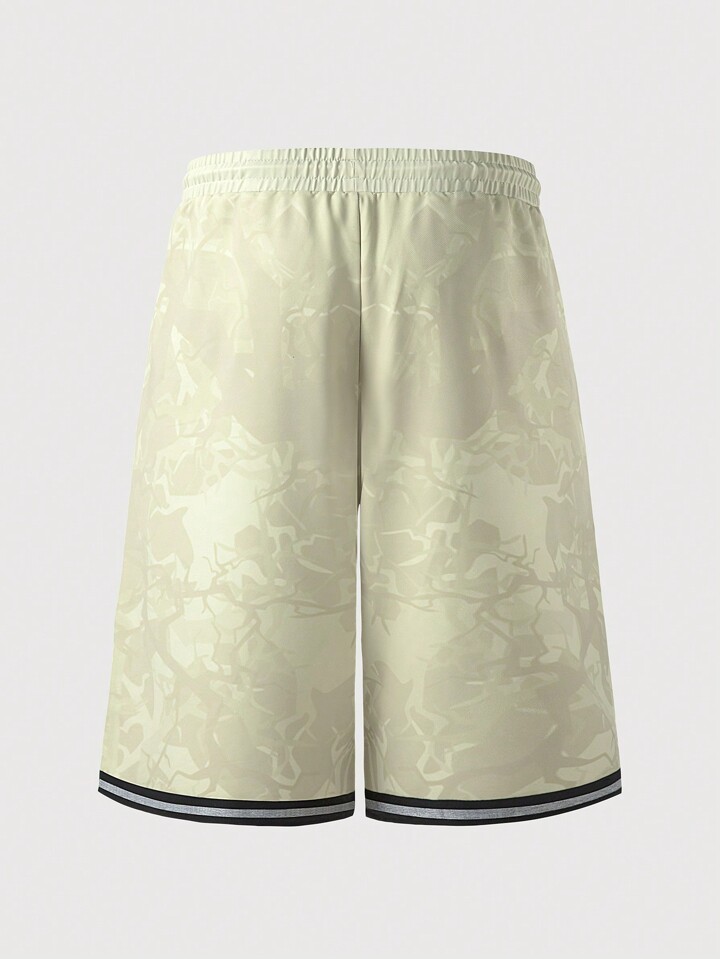 Anime Men's Summer Fashionable Cartoon Letter Printed Drawstring Waist Capri Baggy Shorts