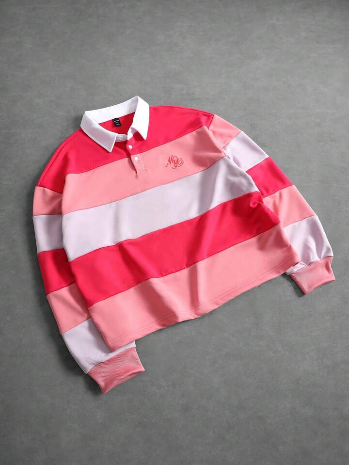 Men's Retro Color Block Loose Fit Polo Shirt