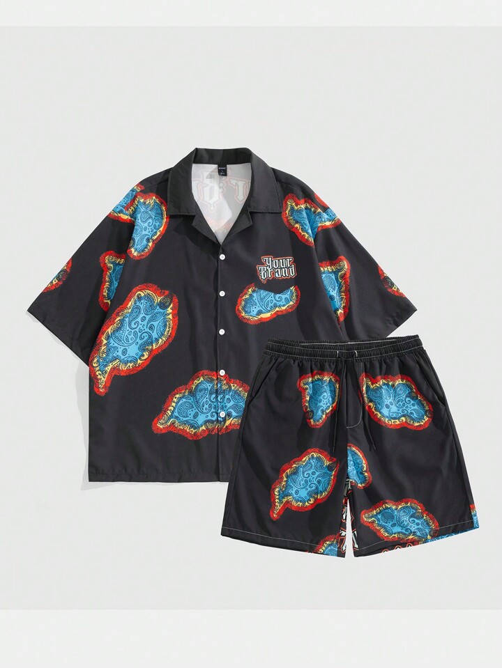 Casual Men's Shirt Set, Suitable For Daily Wear In Spring/Summer Vacation