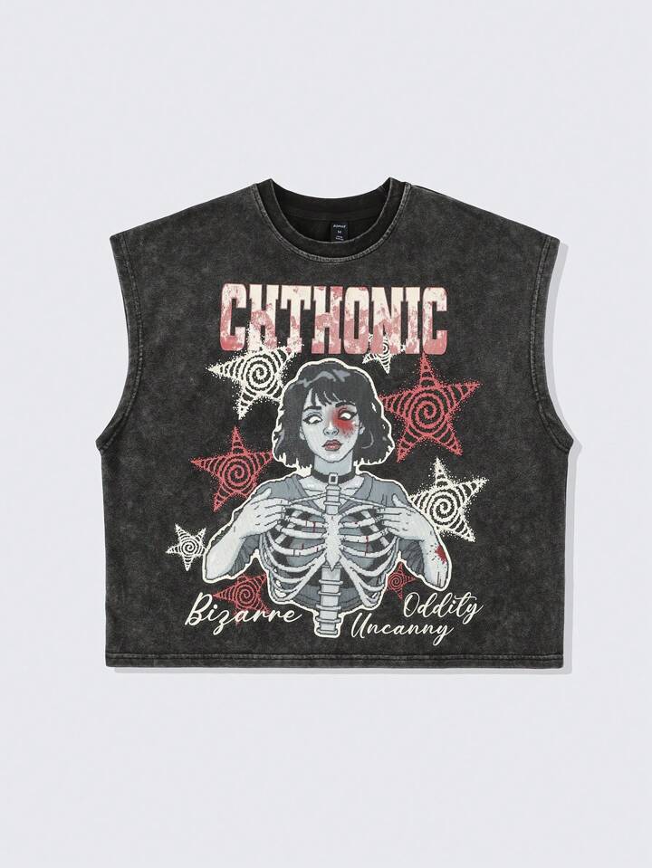 Anime Men's Washed Loose Short-Style Tank Top