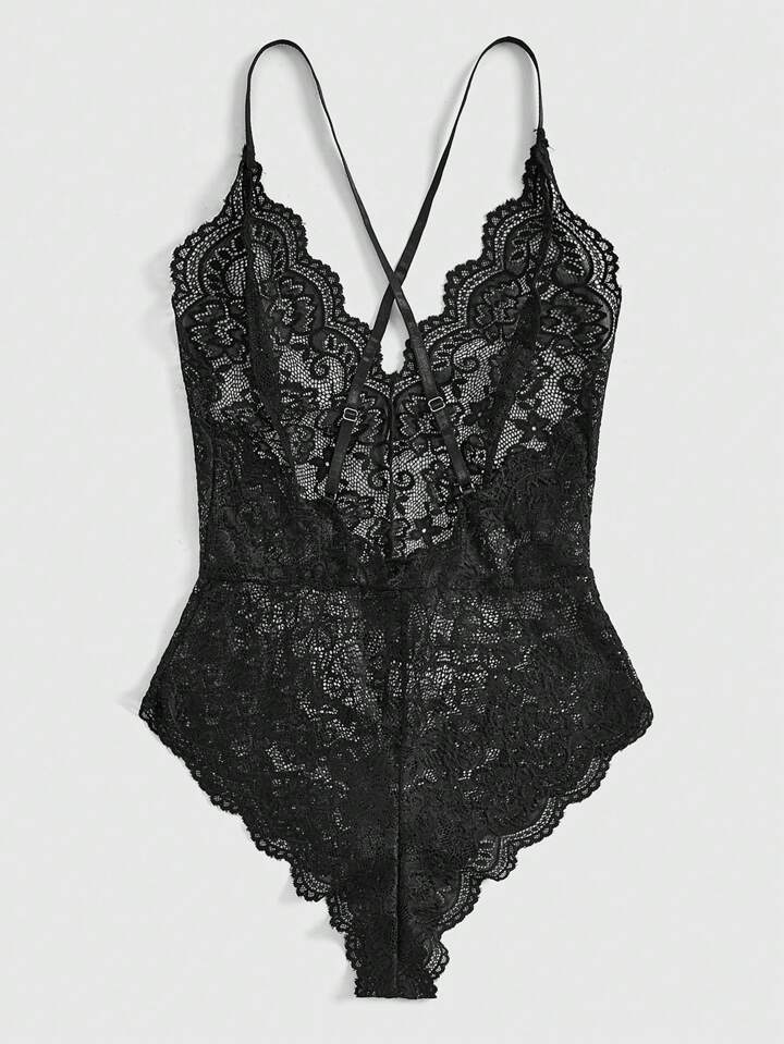 Sweetness Women's Sexy Deep V-Neck Lace Bodysuit Lingerie, Baddie Look 2 Sweetness Women's Sexy Deep V-Neck Lace Bodysuit Lingerie, Baddie Look