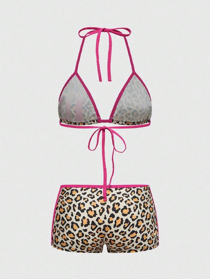 J-Fashion Y2K Leopard Print, Numeric Pattern Wireless Lace-Up Women's Lingerie Set 2 J-Fashion Y2K Leopard Print, Numeric Pattern Wireless Lace-Up Women's Lingerie Set