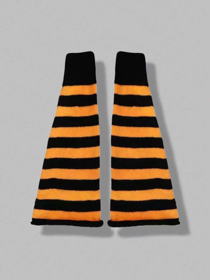 Anime 1 Pair Extra Long Striped Leg Warmers For Women, Warm
