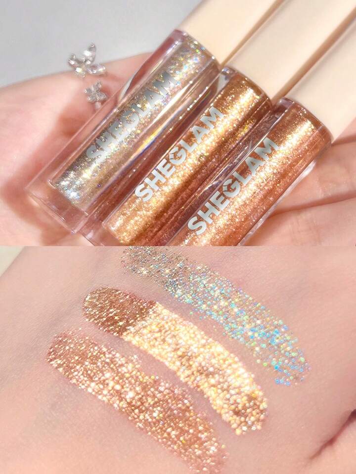 Starry Wish Liquid Eyeshadow Trio-North Star 3 Pcs/Set Glitter Finish Eyeshadow Set Pigmented Metallic High Shine Long Lasting And Long Wear Diamond Glowing Eyeshadow Eye Makeup Eyeshadow Brand Beauty Makeup Face Paint Cosmetic For Women Girls Perfect For Winter Spring Ideal For Y2K Fancy Fashion Suitable For Birthday Gift Party Ready Best Color