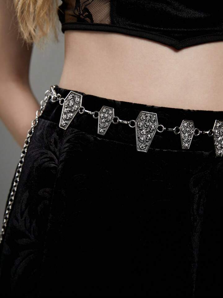 Goth 1pc Women Skull Decor Zinc Alloy Funky Belt