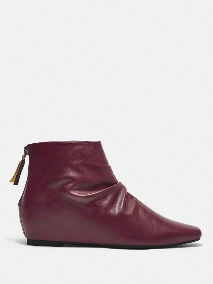 Encore Red Wrinkle Chukka Boots With Hidden Heel Zip-Up Back, Flattering & Versatile Valentine's Day