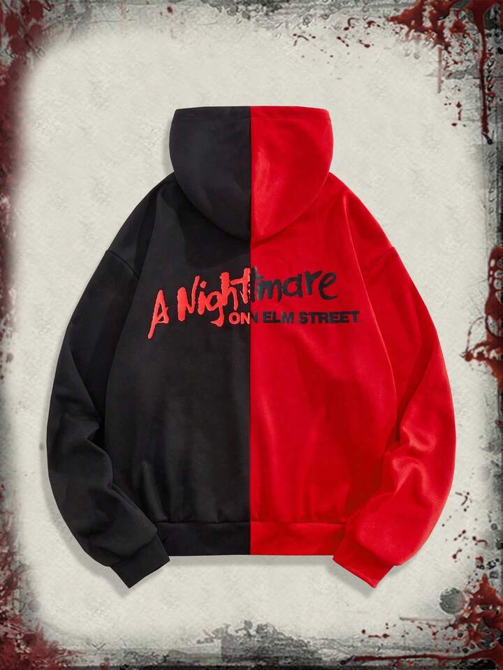 A Nightmare on Elm Street X ROMWE Men's Cartoon Figure Graphic Pullover Hoodie, Fall