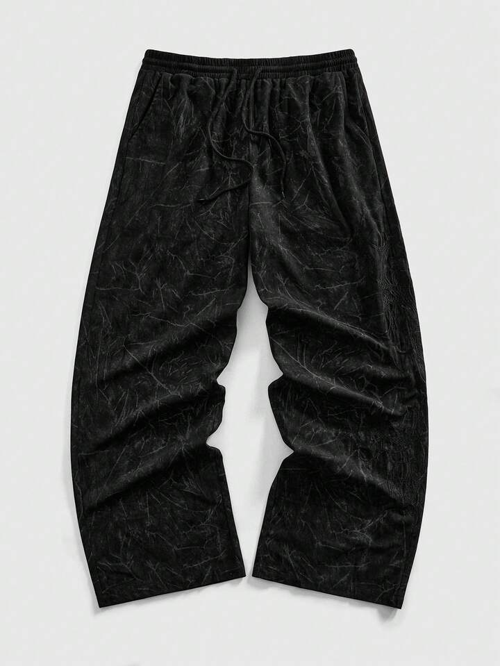 Prep Men's Corduroy Drawstring Waist Pockets Wide Leg Sweatpants