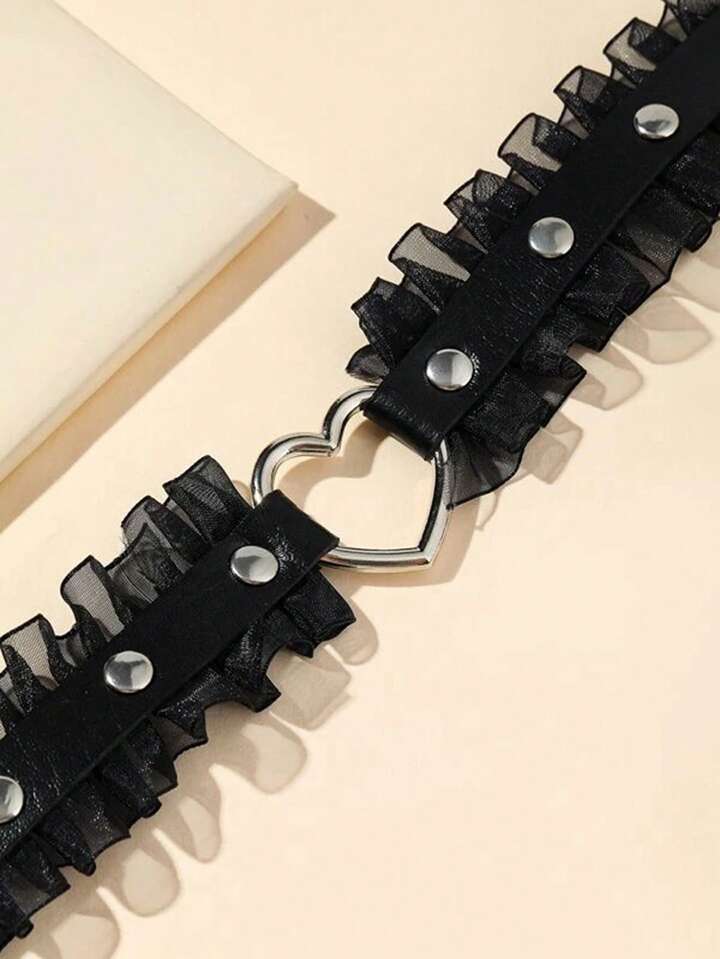 Anime Heart Metal Black Gothic Choker Necklace, For Party
