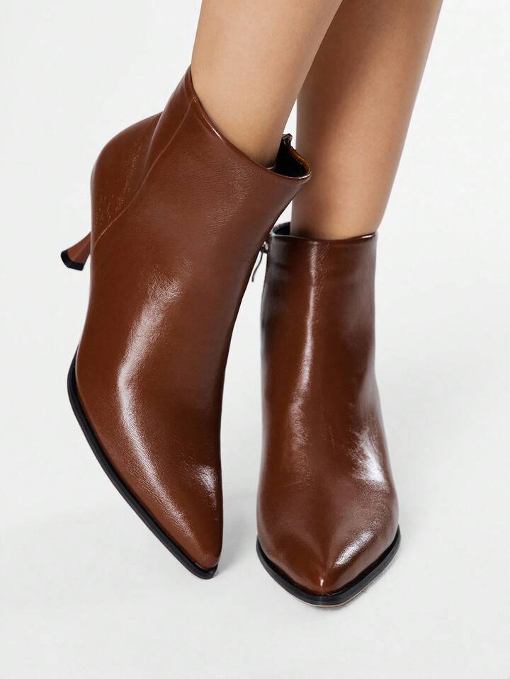 Fairycore Women's Pointed Toe Buckle Design Pleated Fashion High Heel Knee-High Boots (Skinny Leg Boots) 3 Fairycore Women's Pointed Toe Buckle Design Pleated Fashion High Heel Knee-High Boots (Skinny Leg Boots)