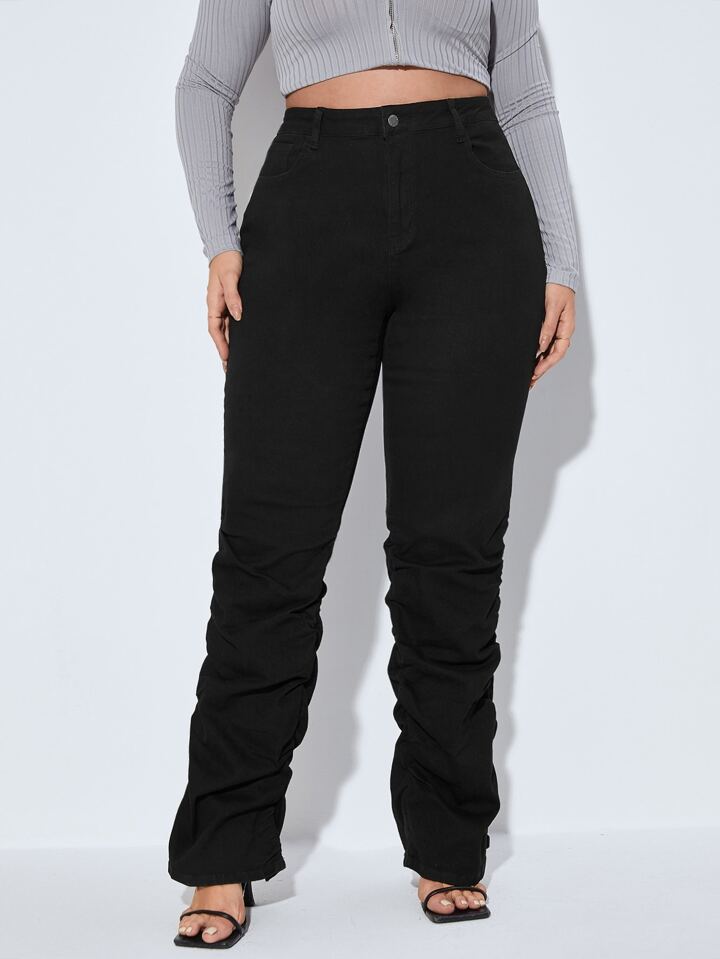 Plus Slant Pocket Stacked Jeans