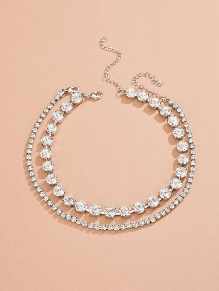 2pcs Rhinestone Decor Choker