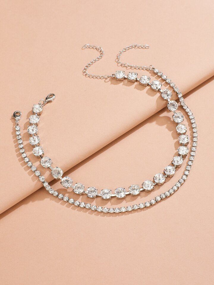 2pcs Rhinestone Decor Choker