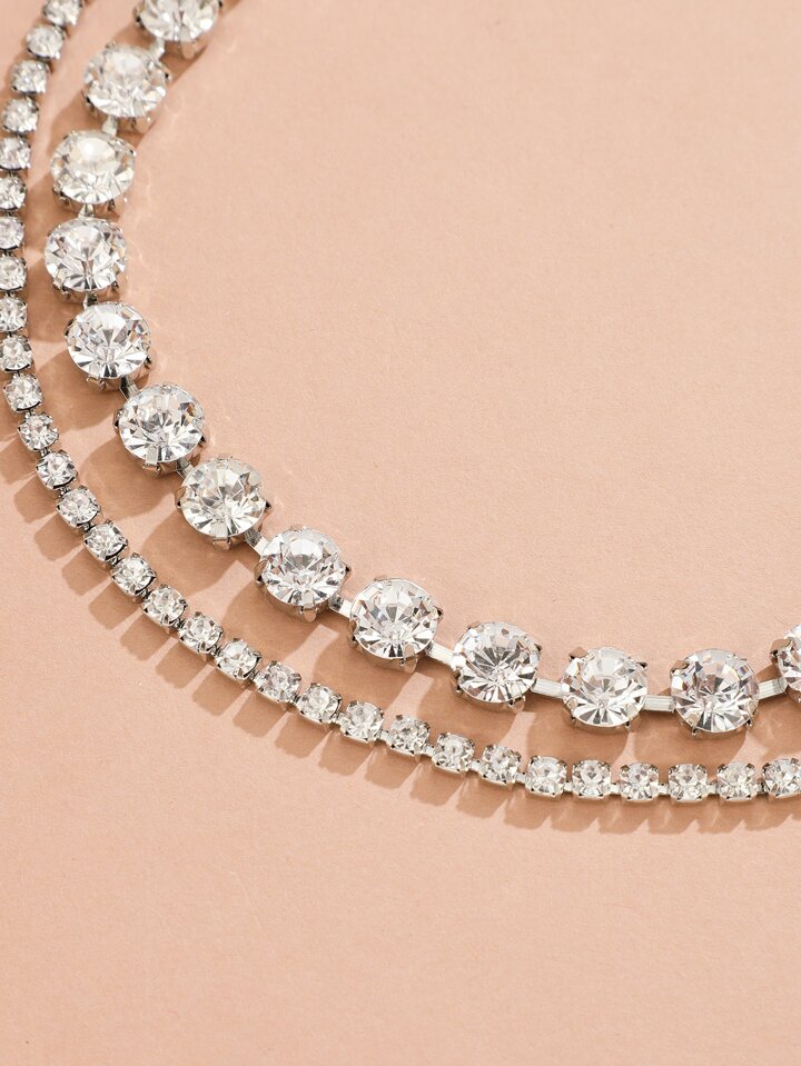 2pcs Rhinestone Decor Choker