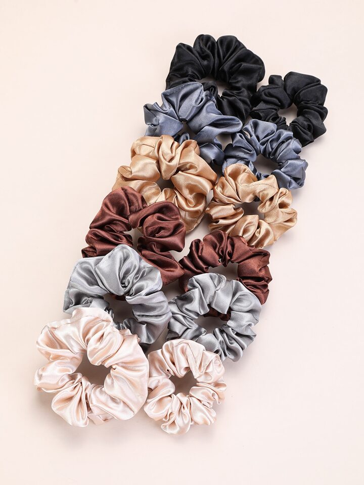 12pcs Plain Pleated Scrunchie Casual Scrunchies Hair Ties Scrunchy Hair Ties