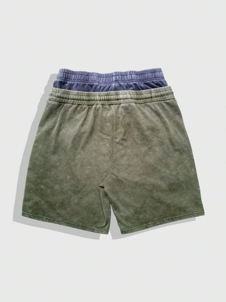 Men's Street Life Color Block Drawstring Creative Design Casual Summer Shorts