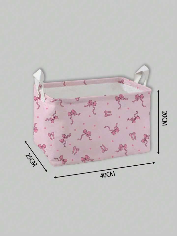 Kawaii 1pc Pink Ground Bowknot Pattern Storage Laundry Basket, Suitable For Bedroom, Living Room, Bathroom 8 Kawaii 1pc Pink Ground Bowknot Pattern Storage Laundry Basket, Suitable For Bedroom, Living Room, Bathroom