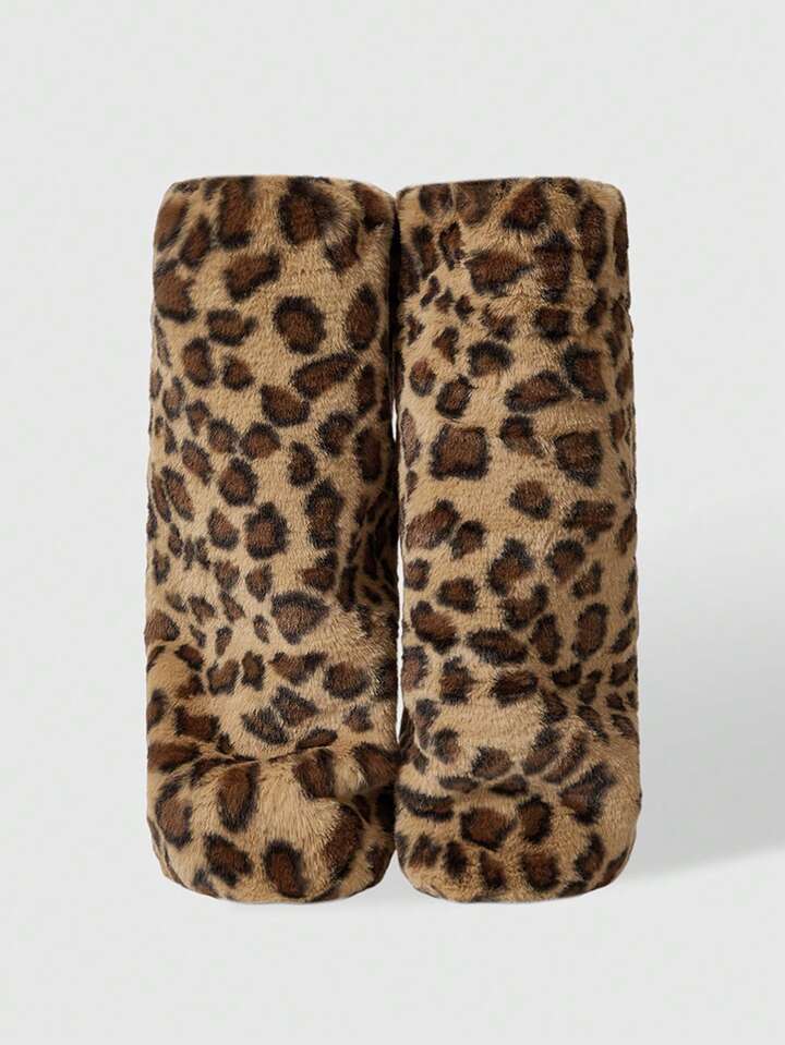 Goth 1 Pair Y2K Retro Fuzzy Caramel Leopard Print Texture Animal Pattern Leg Warmers, Fashion Minimalist Wild Style, Suitable For Commuting, School, Shopping, Party, Halloween, Christmas And Other Occasions