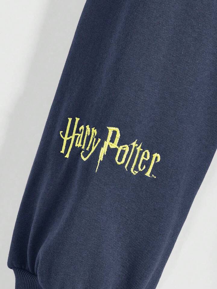 Harry Potter | ROMWE Women Graphic Embroidered Oversized Hooded Sweatshirt 4 Harry Potter | ROMWE Women Graphic Embroidered Oversized Hooded Sweatshirt