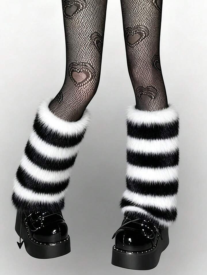 Anime 1 Pair Cute Fluffy Deer Design Leg Warmers, Y2K Fuzzy Pom Pom Thick Oversized Leg Warmers, Fashionable Slim Fit, Suitable For Everyday, Autumn/Winter, Holidays & Parties