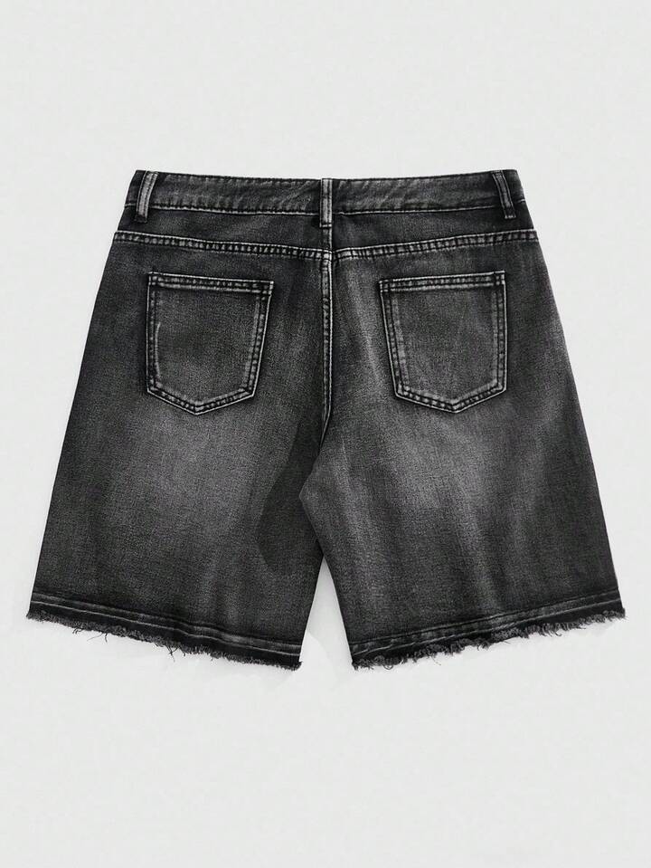 Street Life Men's Rhinestone Embellished Frayed Hem Casual Denim Shorts 2 Street Life Men's Rhinestone Embellished Frayed Hem Casual Denim Shorts