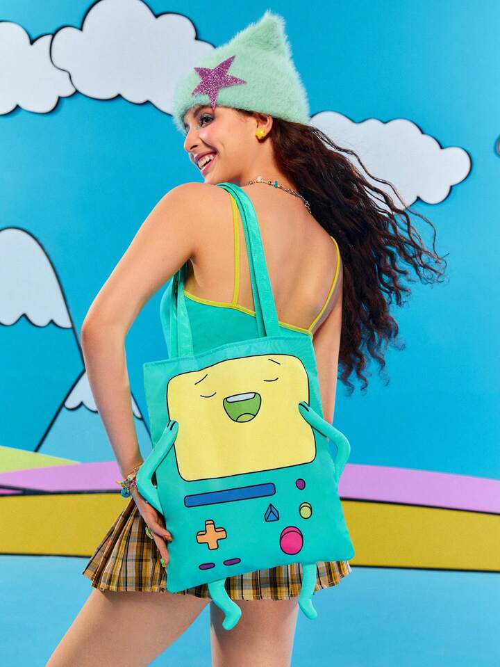 Adventure Time X ROMWE Cute Embroidered Padded Shoulder Bag