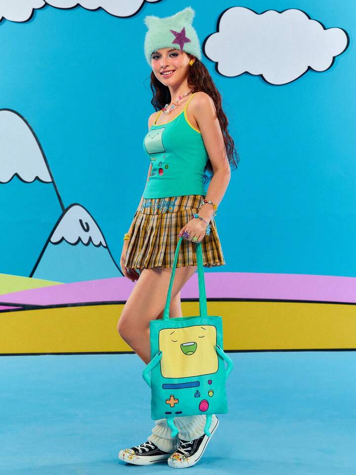 Adventure Time X ROMWE Cute Embroidered Padded Shoulder Bag
