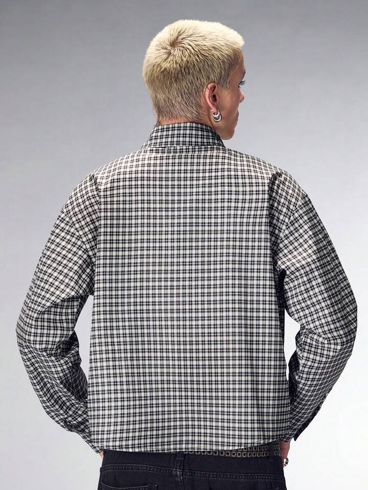 Men's Casual Long Sleeve Plaid Shirt, College Style