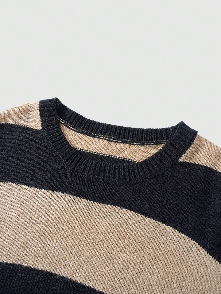 Academia Men's Casual Colorblock Striped Sweater, Autumn/Winter