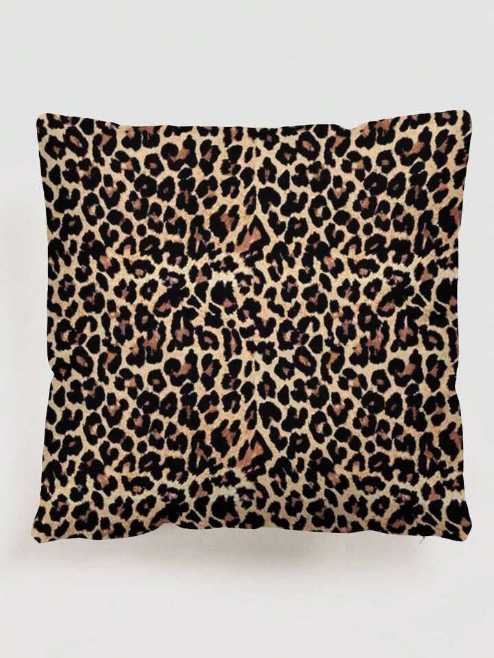 Grunge Punk 1pc Unique European Leopard Pattern Pillowcase Without Filler, Plush Cheetah Printed Square Cushion Cover, Suitable For Living Room, Bedroom Home Decor, Sofa&Car Pillow Case, Applicable For All Seasons