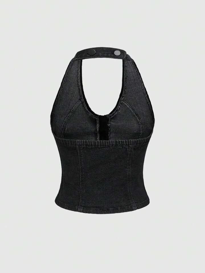 Grunge Punk Y2K Punk Kpop Sexy Cross Zipper Rivet Decor Denim Skinny Deep V Neck Halter Tank Top 2 Grunge Punk Y2K Punk Kpop Sexy Cross Zipper Rivet Decor Denim Skinny Deep V Neck Halter Tank Top