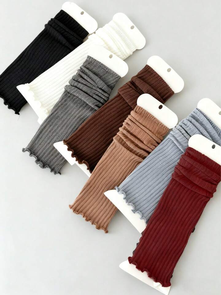 Kawaii Random Color 1 Pair Of Knitted Leg Covers, Autumn And Winter Warm Pile Socks Covers, Daily Basic Solid Color Boot Covers (Blind Box Color Socks, Designated Colors Are Not Accepted)