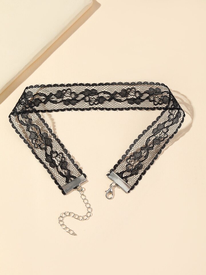 Floral Embroidered Choker Goth Punk Jewelry