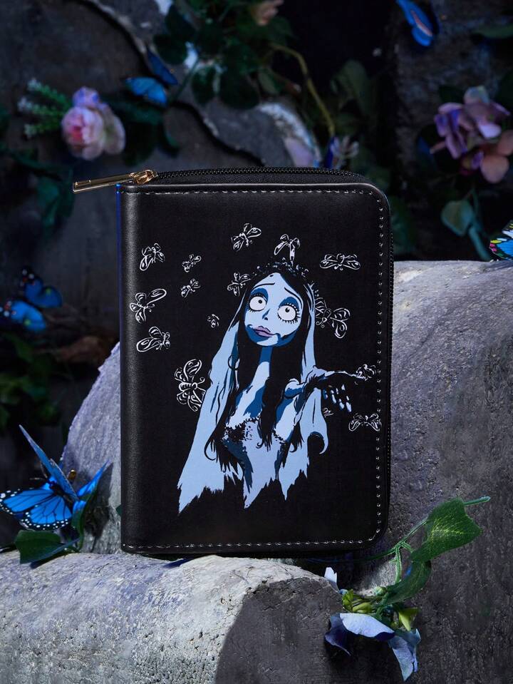 Corpse Bride | ROMWE Figure Graphic Small Wallet Stitch Detail With Zipper