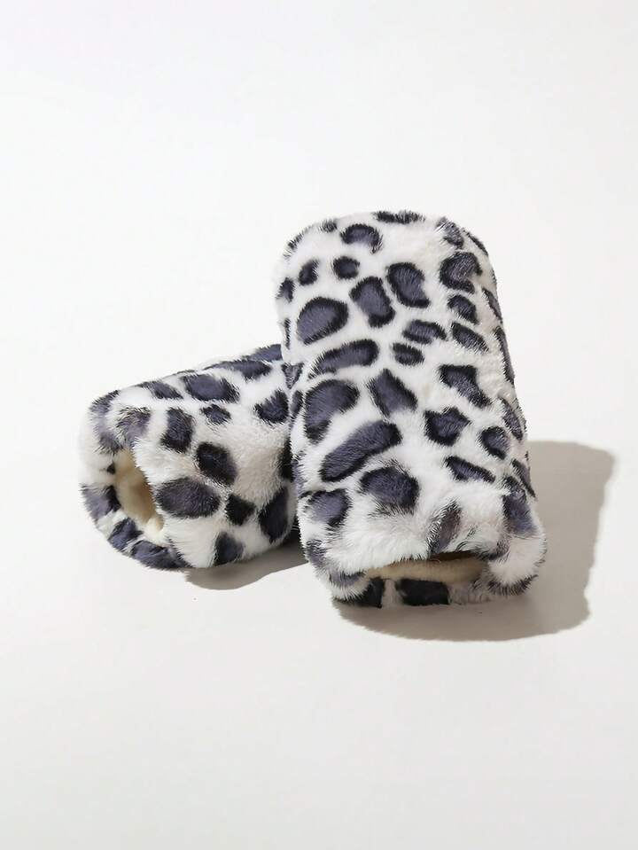 Kawaii 1 Pair Leopard Print Fingerless Gloves, Warm
