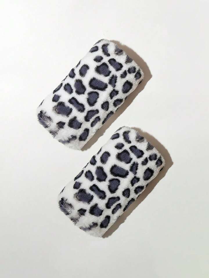 Kawaii 1 Pair Leopard Print Fingerless Gloves, Warm 2 Kawaii 1 Pair Leopard Print Fingerless Gloves, Warm