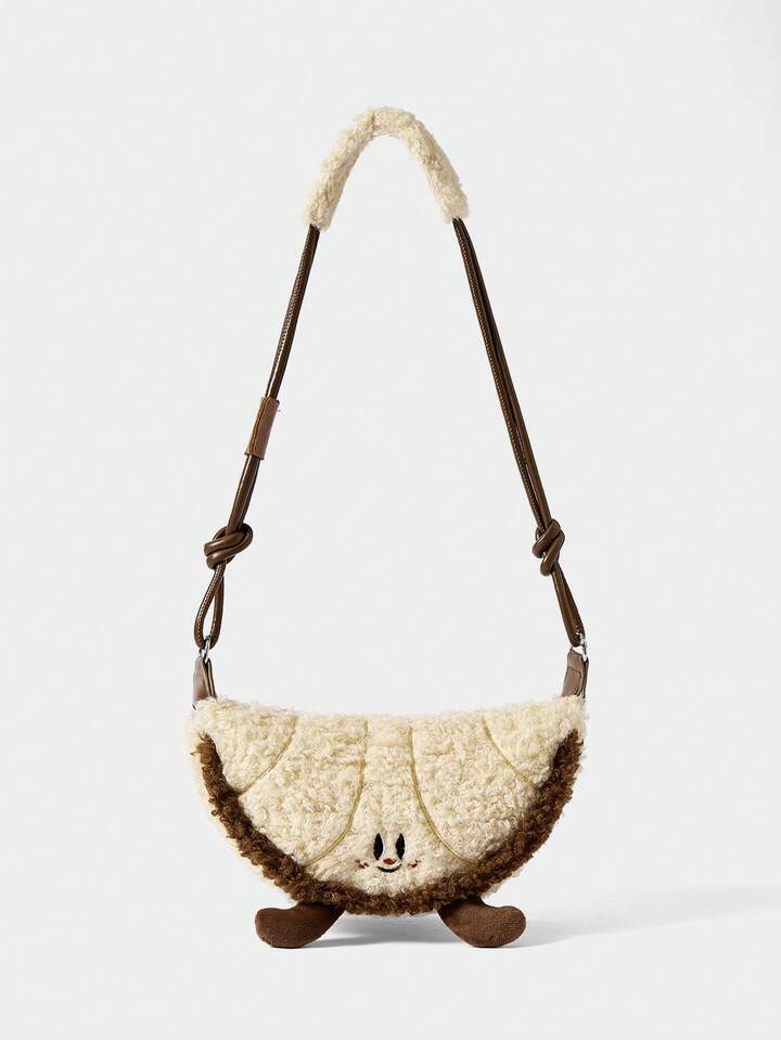 Kawaii Fashion Color-Blocked Cartoon One-Shoulder Furry Cute Girls' Bag
