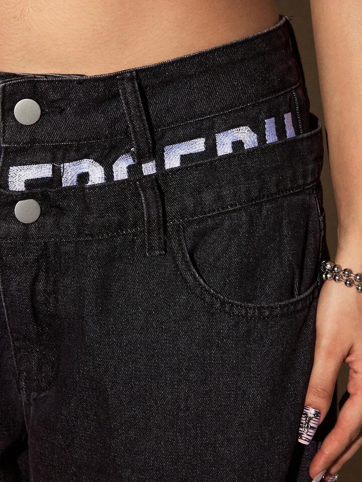 Street Life Y2K Streetwear Embroidered Pocket Design Low Waist Loose Fit Jeans 2 Street Life Y2K Streetwear Embroidered Pocket Design Low Waist Loose Fit Jeans