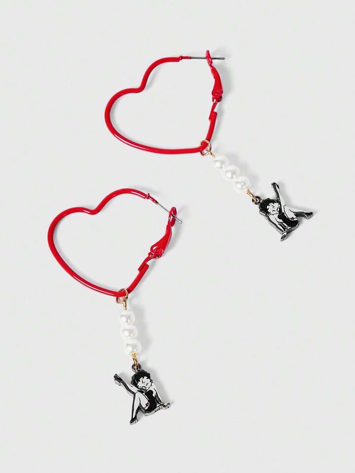 Betty Boop | ROMWE Elegant Faux Pearl Necklace And Earring Set With Cute Heart And Figure Pattern 5 Betty Boop | ROMWE Elegant Faux Pearl Necklace And Earring Set With Cute Heart And Figure Pattern