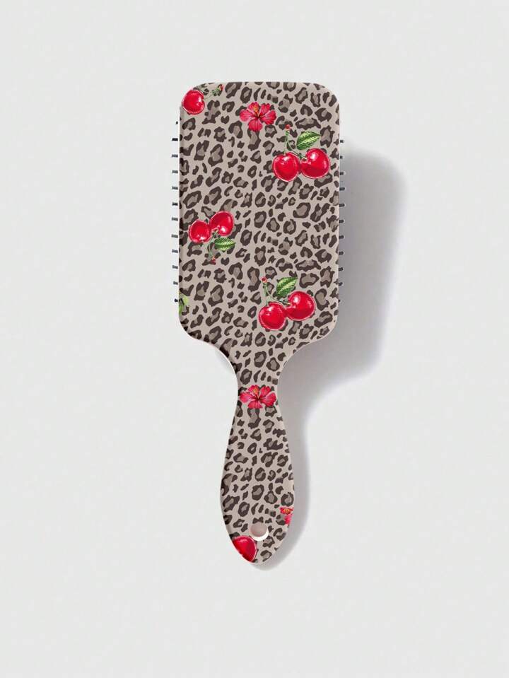 Kawaii Cherry Bow & Leopard Pattern Airbag Massage Hair Brush, Smoothing Hair