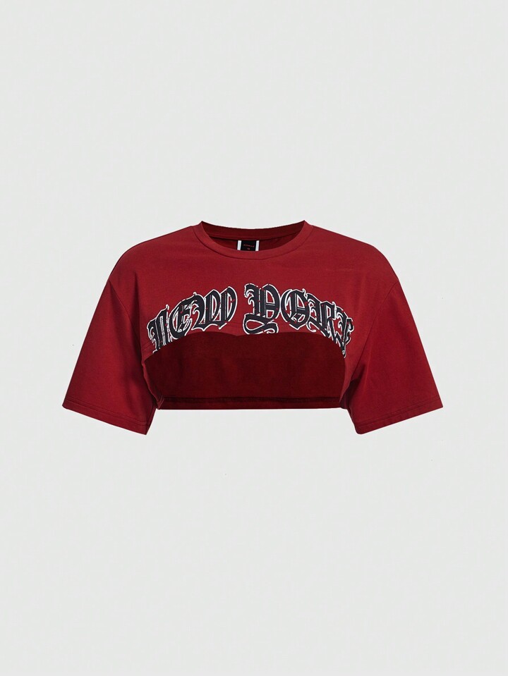 Letter Graphic Super Crop Top, School