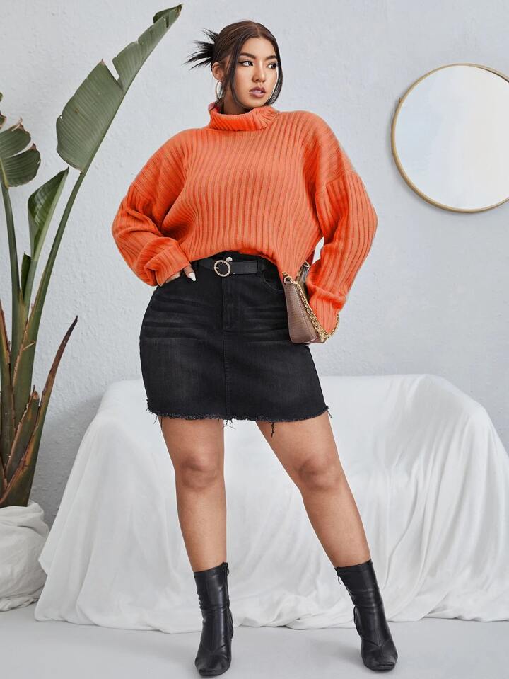Plus Turtleneck Drop Shoulder Sweater, For Winter Knit Pullover Fall Outfit 3 Plus Turtleneck Drop Shoulder Sweater, For Winter Knit Pullover Fall Outfit