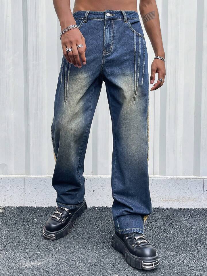 Street Life Men'S Washed Ripped Jeans