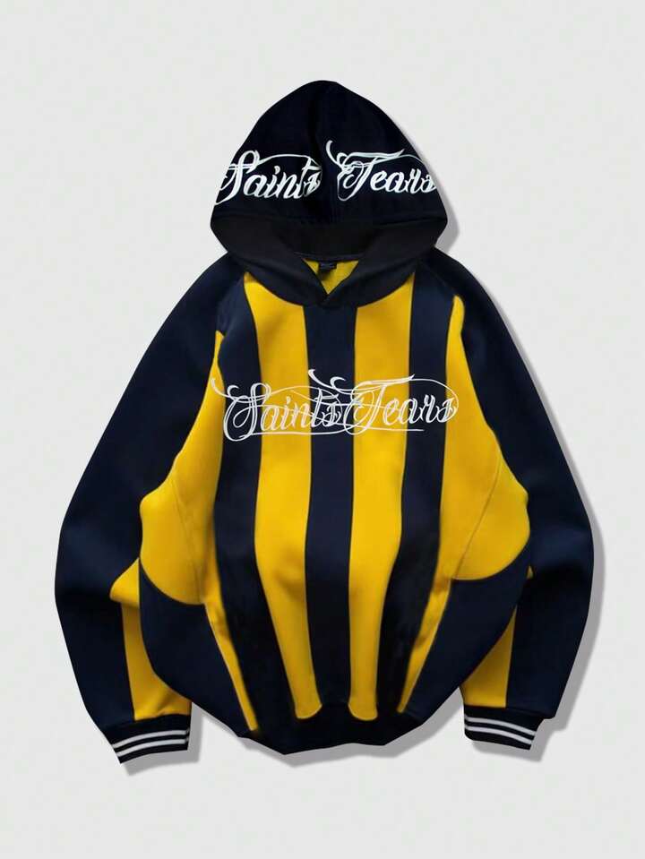 Unisex Casual Baseball Style Hoodie, Striped Pullover Sweatshirt For Autumn/Winter